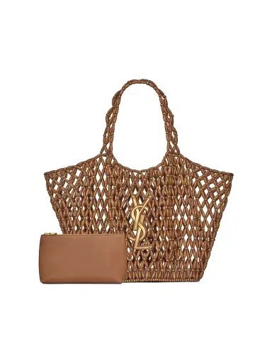 Saint Laurent Women's Icare Medium Totes in Wood Beads - Light Wood And Brick | Thumbnail 4 Saint Laurent Women's Icare Medium Totes in Wood Beads - Light Wood And Brick | Thumbnail 4