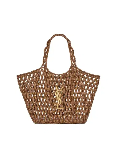 Saint Laurent Women's Icare Medium Totes in Wood Beads - Light Wood And Brick | Thumbnail 1 Saint Laurent Women's Icare Medium Totes in Wood Beads - Light Wood And Brick | Thumbnail 1