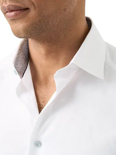 Eton Men's Floral Detail Signature Slim-Fit Cotton Twill Shirt - White - Size 17.5 | Thumbnail 4