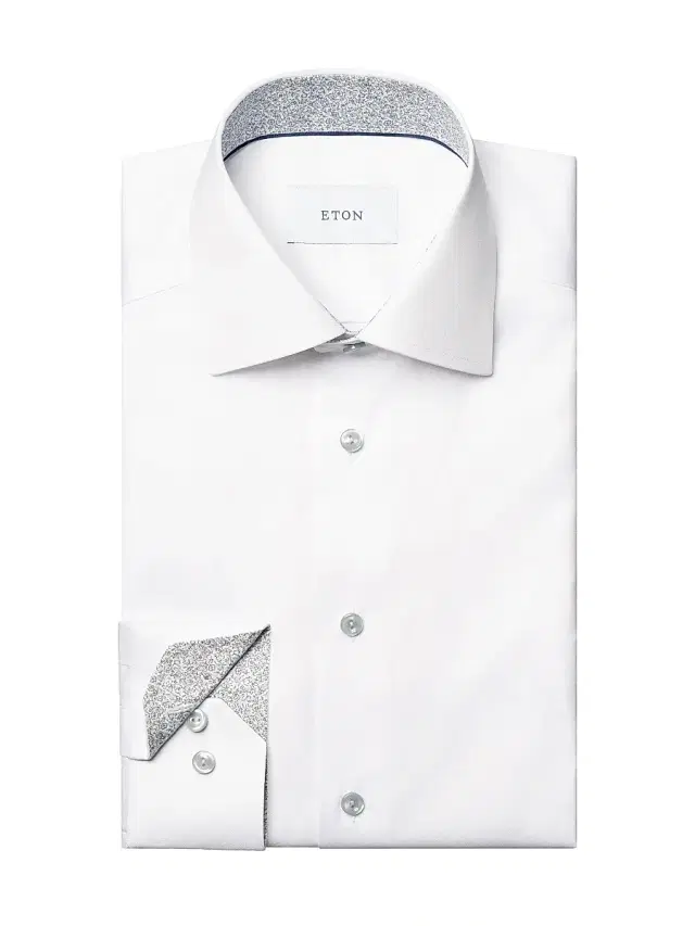 Men's Floral Detail Signature Slim-Fit Cotton Twill Shirt - White