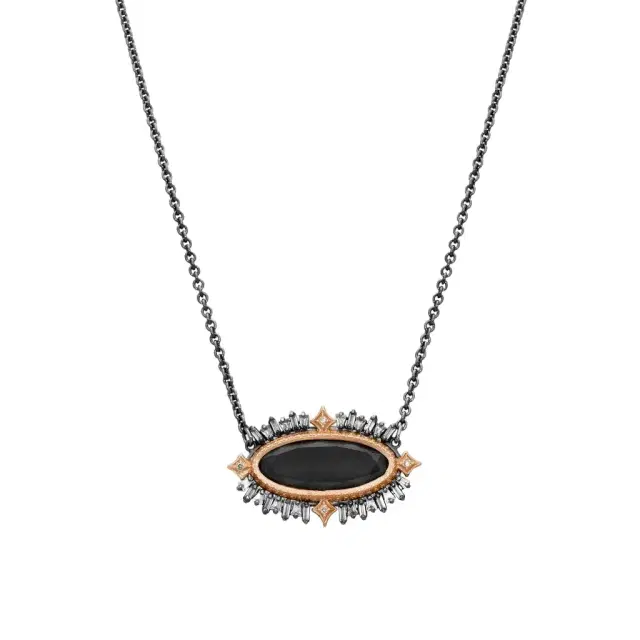 Armenta Armenta 14K Rose Gold & Blackened Sterling Silver Multistone Halo Necklace by The Solist