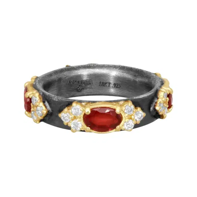 Armenta Armenta 18K Yellow Gold & Blackened Sterling Silver Multistone Ring Sz. 7 by The Solist