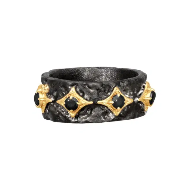 Armenta Armenta 18K Yellow Gold & Grey Sterling Silver Hematite Band Ring Sz. 8 by The Solist