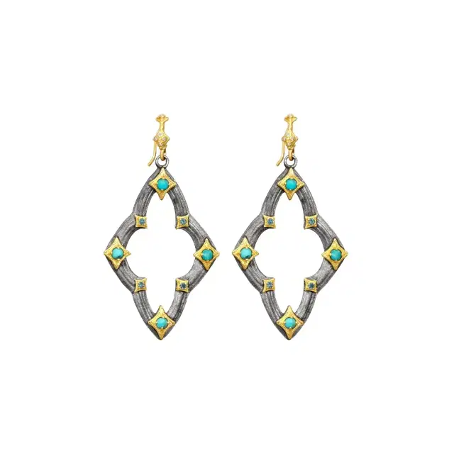 Armenta Armenta 18K Yellow Gold & Grey Sterling Silver Multi-Stone Drop Earrings by The Solist