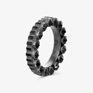 Armenta Armenta Grey Sterling Silver Black Sapphire Band Ring Sz. 6.5 by The Solist | Thumbnail 2