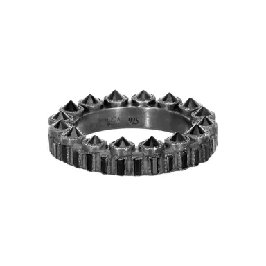 Armenta Armenta Grey Sterling Silver Black Sapphire Band Ring Sz. 6.5 by The Solist | Thumbnail 1
