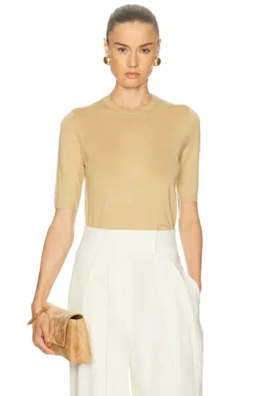 Gabriela Hearst Chryse Short Sleeve Crewneck Top | Thumbnail 1 Gabriela Hearst Chryse Short Sleeve Crewneck Top | Thumbnail 1