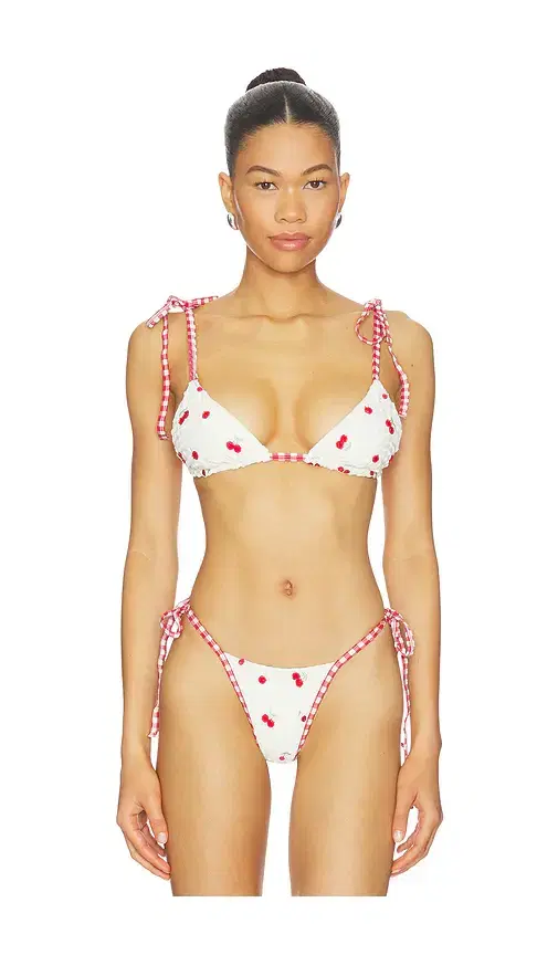 For Love & Lemons Beaded Cherries Bikini Top