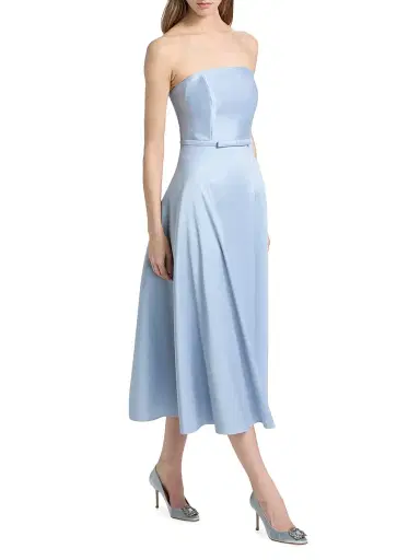 SACHIN & BABI Women's Darian Satin Strapless Cocktail Midi-Dress - Ice Blue - Size 8 | Thumbnail 2