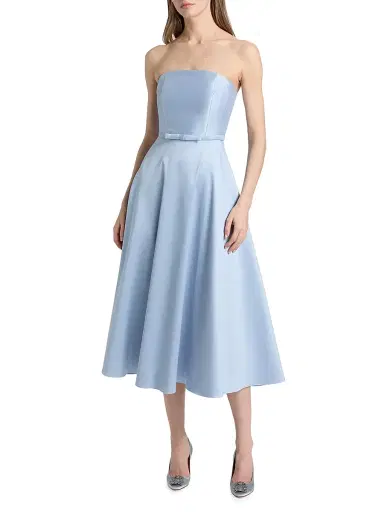 SACHIN & BABI Women's Darian Satin Strapless Cocktail Midi-Dress - Ice Blue - Size 8 | Thumbnail 3