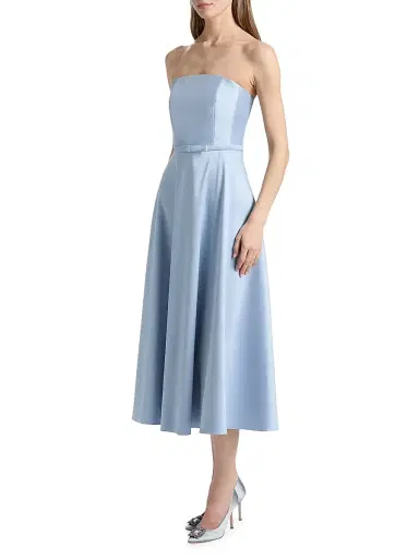 SACHIN & BABI Women's Darian Satin Strapless Cocktail Midi-Dress - Ice Blue - Size 8 | Thumbnail 4