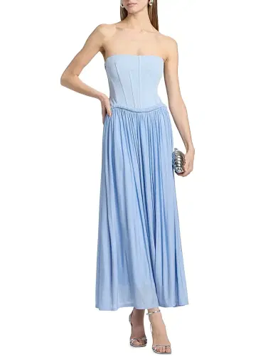 Simkhai Women's Adalys Corset Ruched Maxi Dress - Tidepool - Size 12 | Thumbnail 3