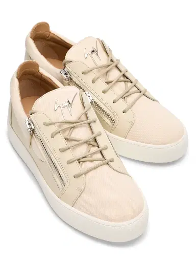 Giuseppe Zanotti Men's Double-Zip Low-Top Sneakers - Yogurt | Thumbnail 4 Giuseppe Zanotti Men's Double-Zip Low-Top Sneakers - Yogurt | Thumbnail 4