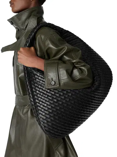 Bottega Veneta Women's Veneta Maxi Intrecciato Leather Hobo Bag - Black Brass | Thumbnail 2