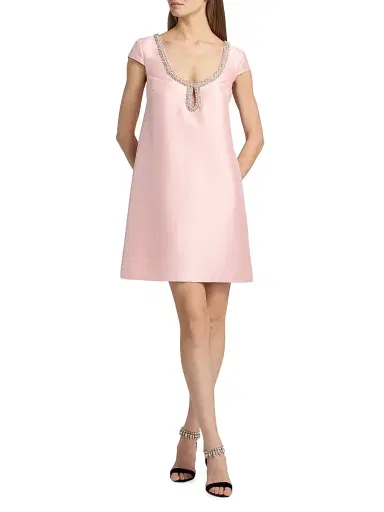 BADGLEY MISCHKA Women's Mikado Embellished Neck Cocktail Dress | Thumbnail 2