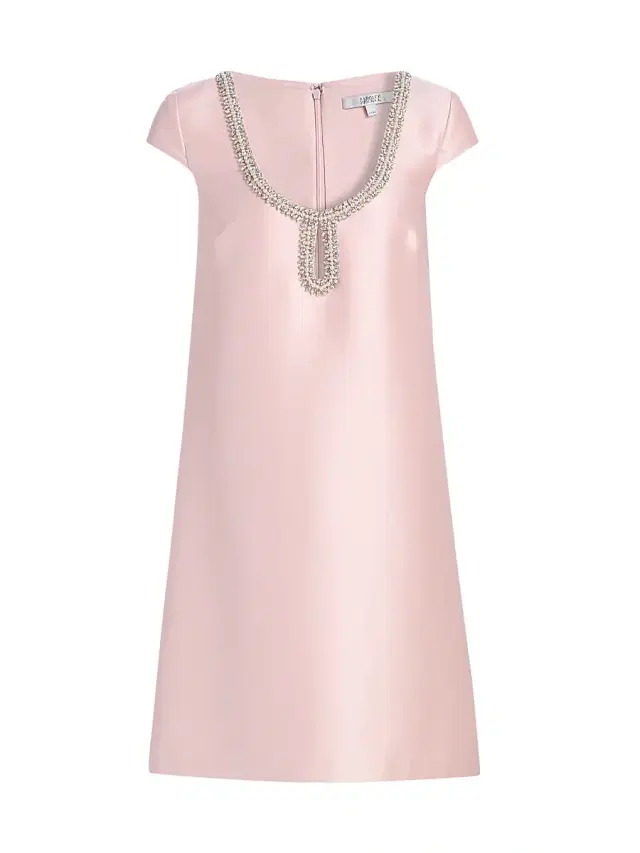 Badgley Mischka Women's Mikado Embellished Neck Cocktail Dress - Blush