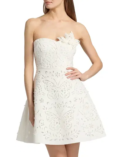 BADGLEY MISCHKA Women's Butterfly Cut-Out Embellished Strapless Scuba Cocktail Dress | Thumbnail 3 BADGLEY MISCHKA Women's Butterfly Cut-Out Embellished Strapless Scuba Cocktail Dress | Thumbnail 3