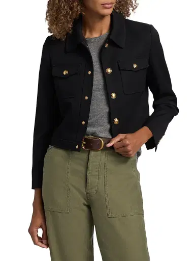 Nili Lotan Women's Edna Virgin Wool Cropped Jacket - Black | Thumbnail 3 Nili Lotan Women's Edna Virgin Wool Cropped Jacket - Black | Thumbnail 3