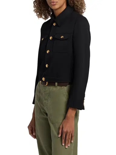 Nili Lotan Women's Edna Virgin Wool Cropped Jacket - Black | Thumbnail 4 Nili Lotan Women's Edna Virgin Wool Cropped Jacket - Black | Thumbnail 4
