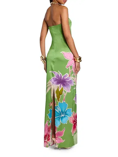 Retrofête Women's Vivi Printed Strapless Maxi Dress - Kiwi Hibiscus Floral - Size XL | Thumbnail 5 Retrofête Women's Vivi Printed Strapless Maxi Dress - Kiwi Hibiscus Floral - Size XL | Thumbnail 5