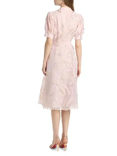 Teri Jon by Rickie Freeman Women's Metallic Organza Midi-Dress | Thumbnail 5