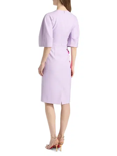 Teri Jon by Rickie Freeman Women's Embellished Crepe Floral Knee-Length Dress - Lavender Multi - Size 18 | Thumbnail 5 Teri Jon by Rickie Freeman Women's Embellished Crepe Floral Knee-Length Dress - Lavender Multi - Size 18 | Thumbnail 5