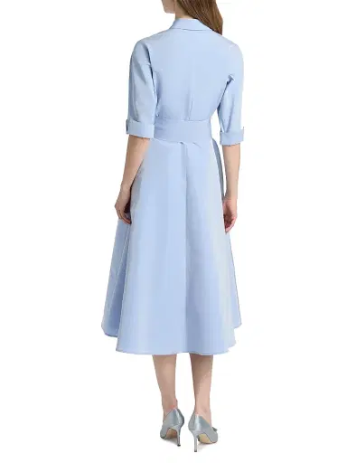 Teri Jon by Rickie Freeman Women's Taffeta Beaded Midi-Shirtdress - Periwinkle - Size 18 | Thumbnail 5