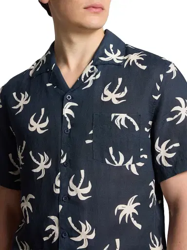 Onia Men's Air Linen Convertible Vacation Shirt - Midnight Multi | Thumbnail 4