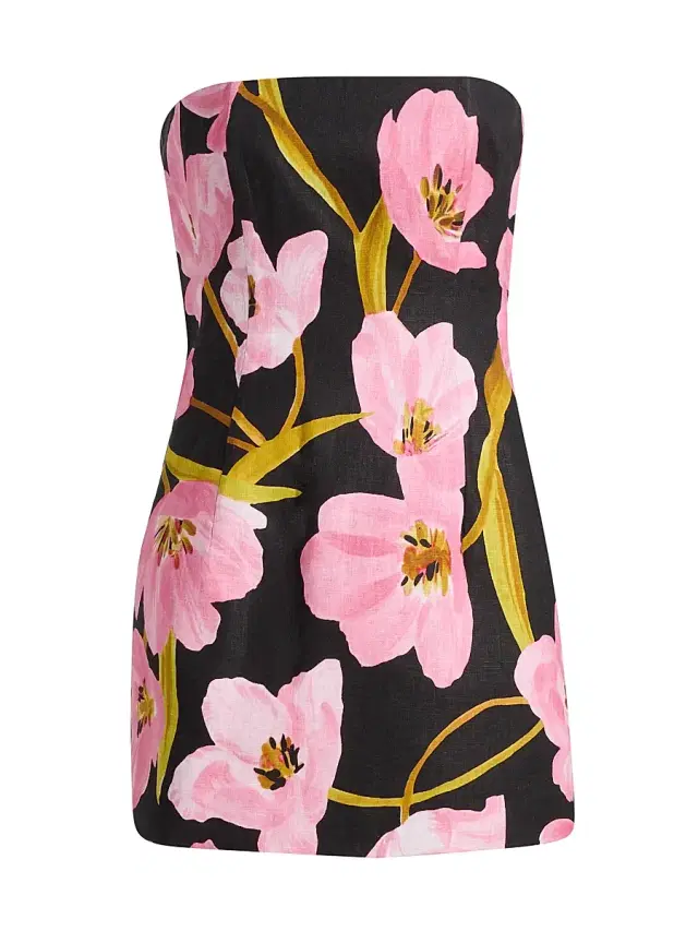 Women's Ines Tulip Print Strapless Minidress - Marais Bloom Black