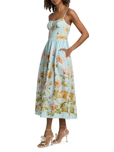 Cara Cara Women's Alba Floral Cotton Midi-Dress - Lockwood Flora Sky - Size 16 | Thumbnail 4 Cara Cara Women's Alba Floral Cotton Midi-Dress - Lockwood Flora Sky - Size 16 | Thumbnail 4