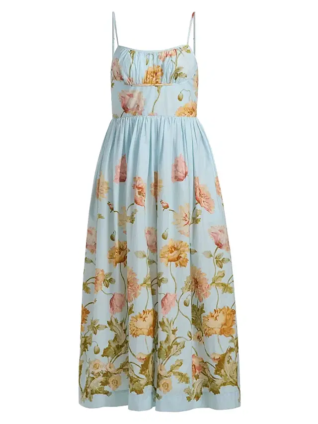 Women's Alba Floral Cotton Midi-Dress - Lockwood Flora Sky