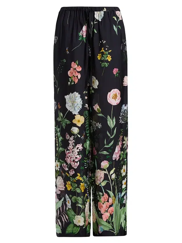 Women's Girona Floral Satin Drawstring Pants - Bloomsfield Navy