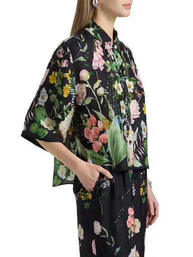 Cara Cara Women's Calvia Floral Boxy Shirt - Bloomsfield Navy | Thumbnail 4 Cara Cara Women's Calvia Floral Boxy Shirt - Bloomsfield Navy | Thumbnail 4