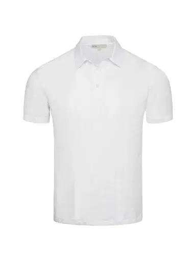 Onia Men's Cotton-Linen Pop-Over Polo Shirt - White | Thumbnail 1 Onia Men's Cotton-Linen Pop-Over Polo Shirt - White | Thumbnail 1