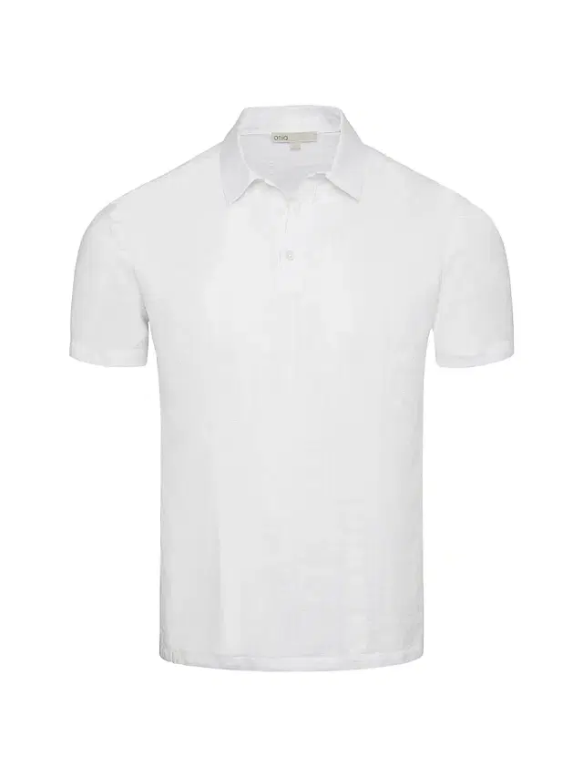 Onia Men's Cotton-Linen Pop-Over Polo Shirt - White