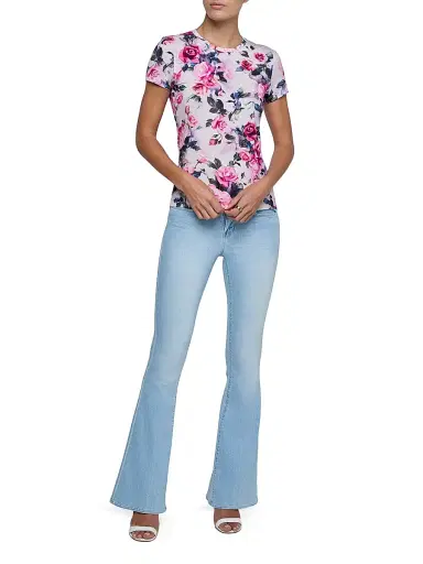 L'AGENCE Women's Ressi Floral Crewneck T-Shirt - Pink Multi Water Rose | Thumbnail 2 L'AGENCE Women's Ressi Floral Crewneck T-Shirt - Pink Multi Water Rose | Thumbnail 2