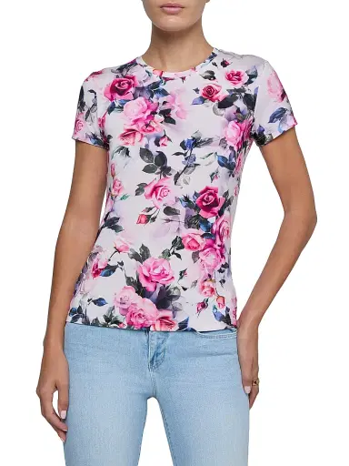 L'AGENCE Women's Ressi Floral Crewneck T-Shirt - Pink Multi Water Rose | Thumbnail 3 L'AGENCE Women's Ressi Floral Crewneck T-Shirt - Pink Multi Water Rose | Thumbnail 3