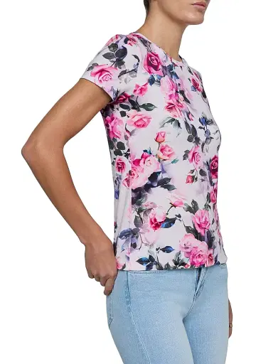 L'AGENCE Women's Ressi Floral Crewneck T-Shirt - Pink Multi Water Rose | Thumbnail 4 L'AGENCE Women's Ressi Floral Crewneck T-Shirt - Pink Multi Water Rose | Thumbnail 4