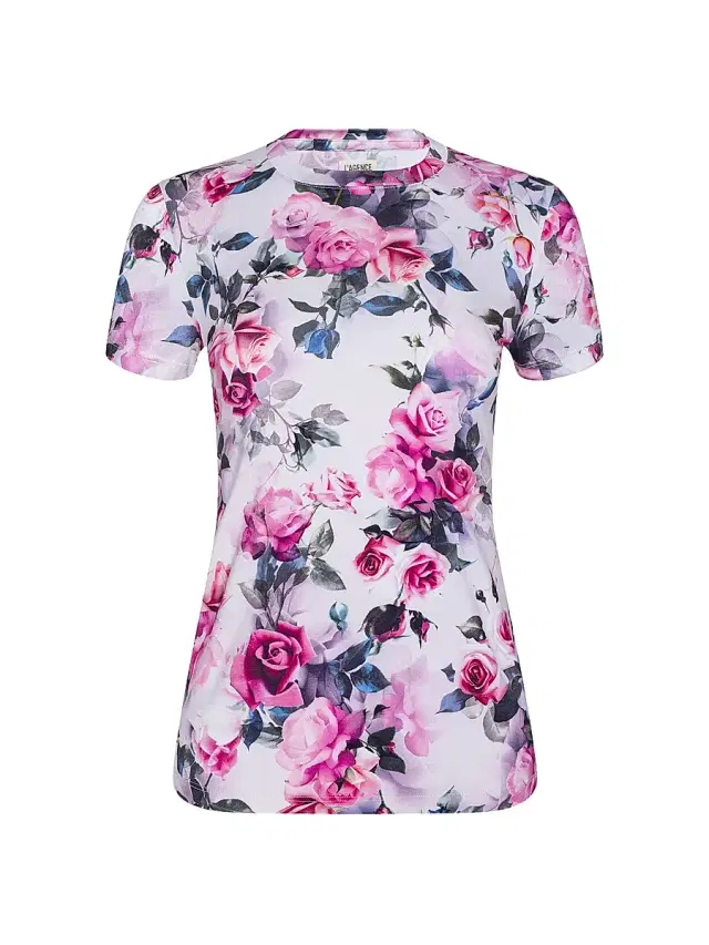 Women's Ressi Floral Crewneck T-Shirt - Pink Multi Water Rose