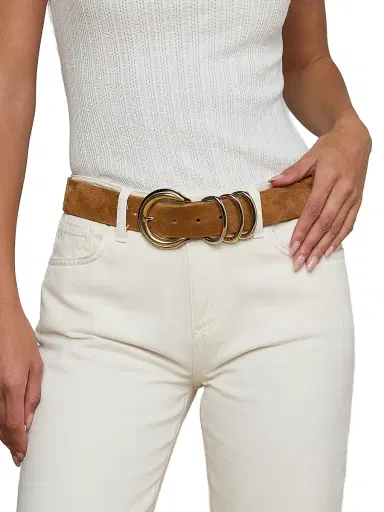 L'Agence Women's Two-Tone Buckle Suede Belt | Thumbnail 2 L'Agence Women's Two-Tone Buckle Suede Belt | Thumbnail 2