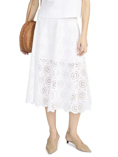 Frame Women's The Solstice Eyelet Midi-Skirt - White - Size 12 | Thumbnail 3 Frame Women's The Solstice Eyelet Midi-Skirt - White - Size 12 | Thumbnail 3