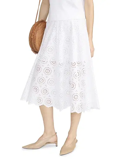 Frame Women's The Solstice Eyelet Midi-Skirt - White - Size 12 | Thumbnail 4 Frame Women's The Solstice Eyelet Midi-Skirt - White - Size 12 | Thumbnail 4