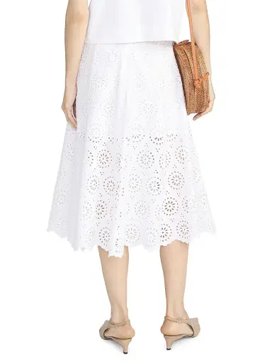 Frame Women's The Solstice Eyelet Midi-Skirt - White - Size 12 | Thumbnail 5 Frame Women's The Solstice Eyelet Midi-Skirt - White - Size 12 | Thumbnail 5