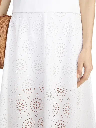 Frame Women's The Solstice Eyelet Midi-Skirt - White - Size 12 | Thumbnail 6 Frame Women's The Solstice Eyelet Midi-Skirt - White - Size 12 | Thumbnail 6