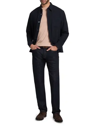 FRAME Men's Open Weave Cotton-Blend Shirt - Dark Navy | Thumbnail 2