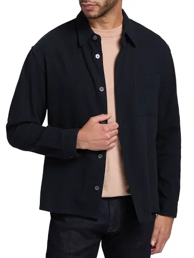 FRAME Men's Open Weave Cotton-Blend Shirt - Dark Navy | Thumbnail 3