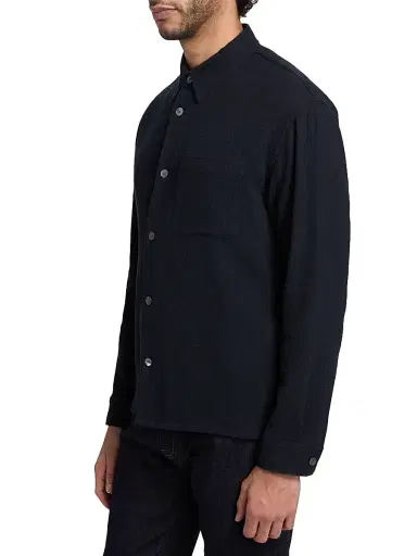 FRAME Men's Open Weave Cotton-Blend Shirt - Dark Navy | Thumbnail 4