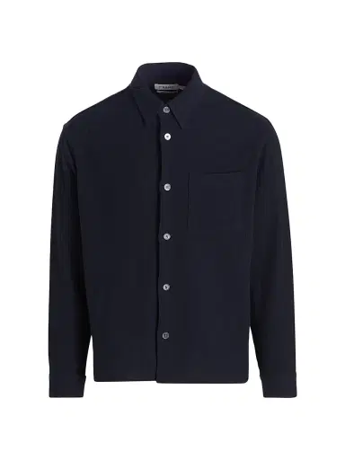 FRAME Men's Open Weave Cotton-Blend Shirt - Dark Navy | Thumbnail 1