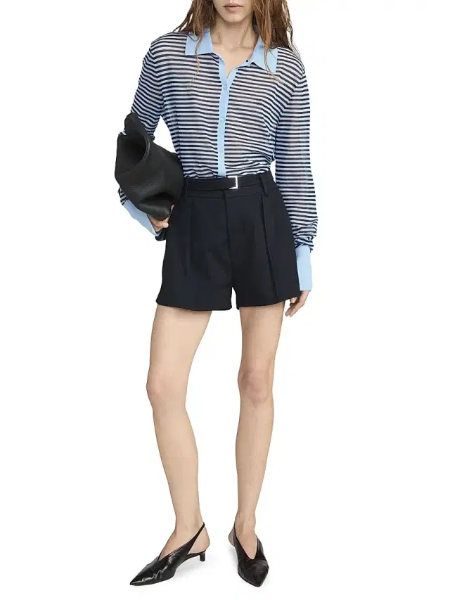 FRAME Women's The Soho Wide-Leg Belted Shorts - Navy