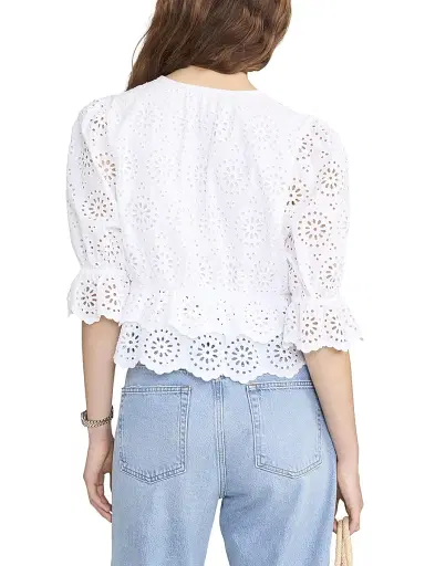 Frame Women's The Solstice Eyelet Blouse - White - Size Large | Thumbnail 6 Frame Women's The Solstice Eyelet Blouse - White - Size Large | Thumbnail 6